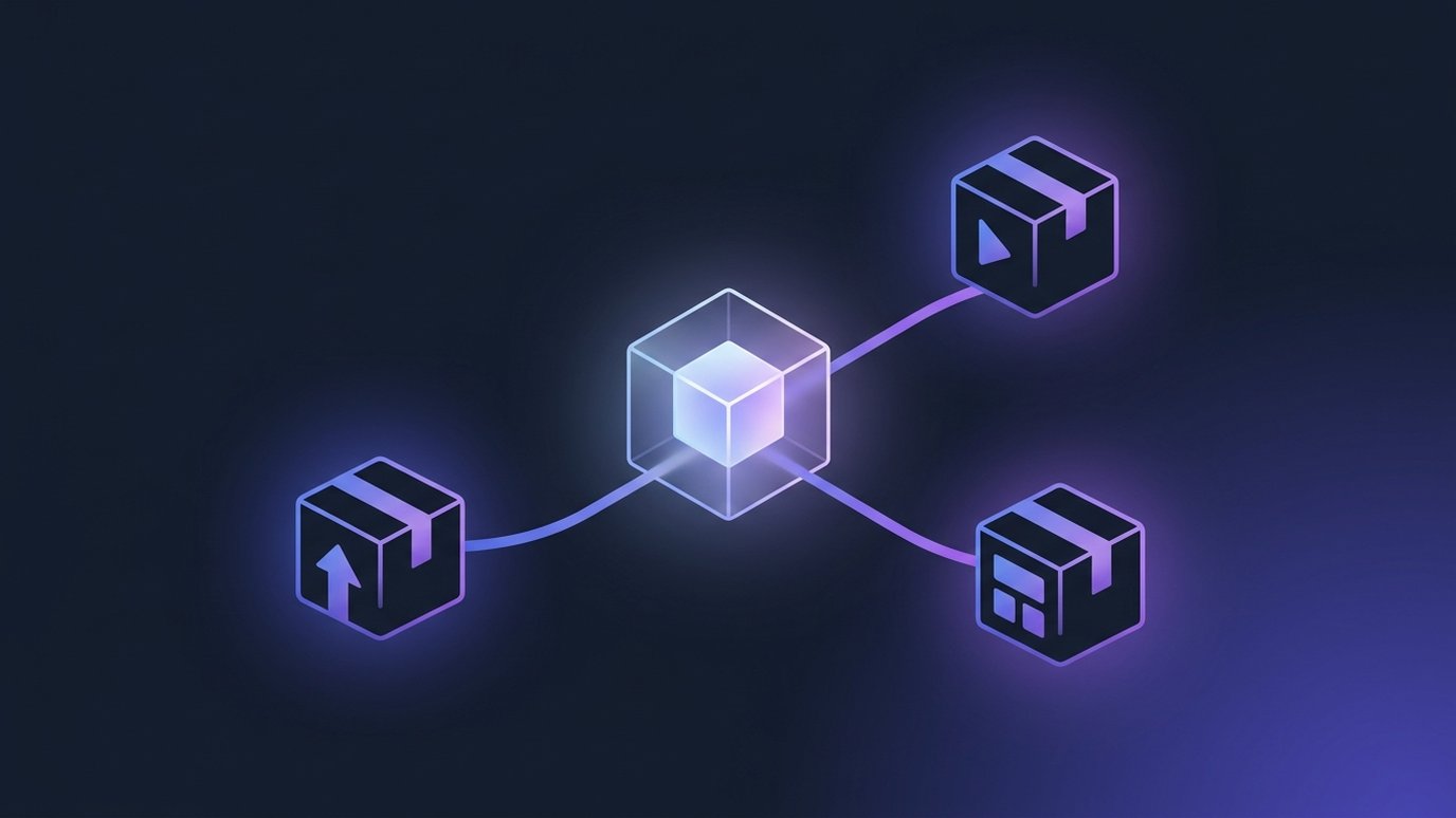 A central course package fanning out into three portable export format icons