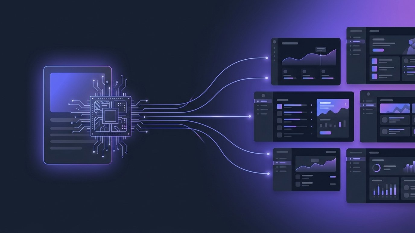 A course delivered from a single source into multiple LMS dashboards via connecting lines
